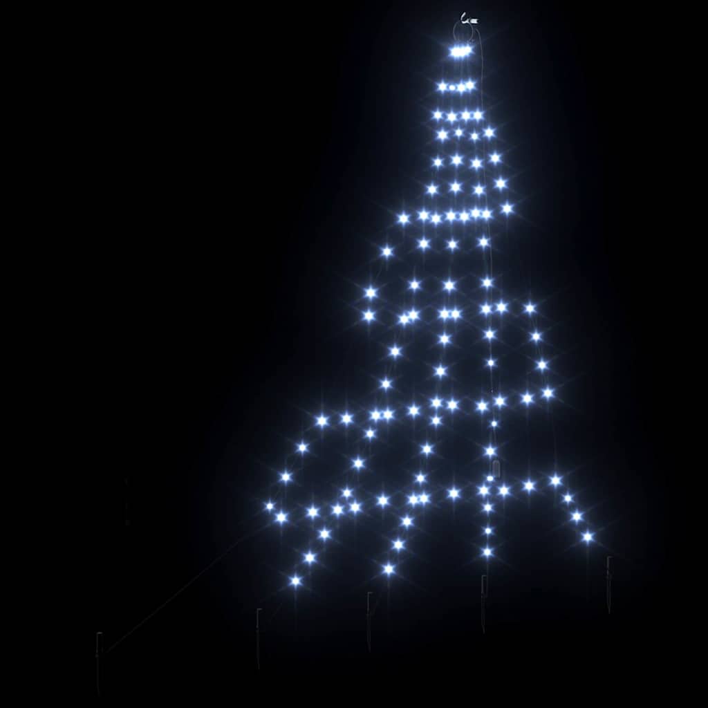 vidaXL LED Christmas Tree with Ground Spikes Cool White 182 cm Metal