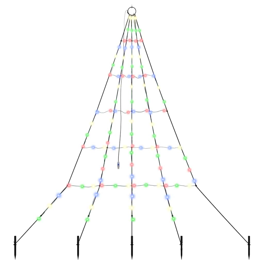 vidaXL LED Christmas Tree with Ground Spikes Multicolour 182 cm Metal