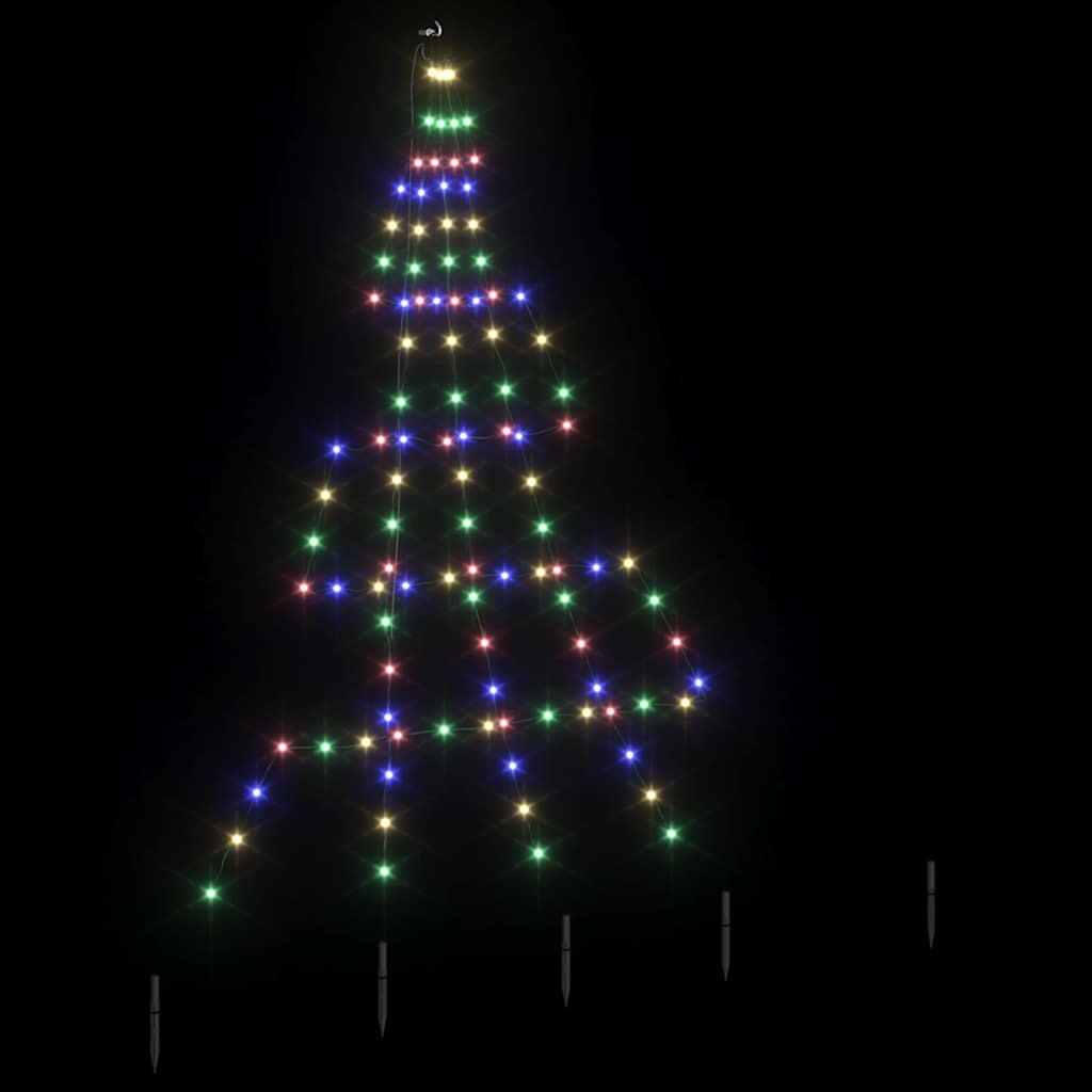 vidaXL LED Christmas Tree with Ground Spikes Multicolour 182 cm Metal