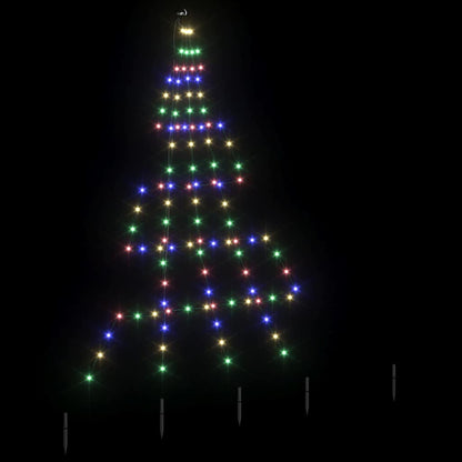 vidaXL LED Christmas Tree with Ground Spikes Multicolour 182 cm Metal