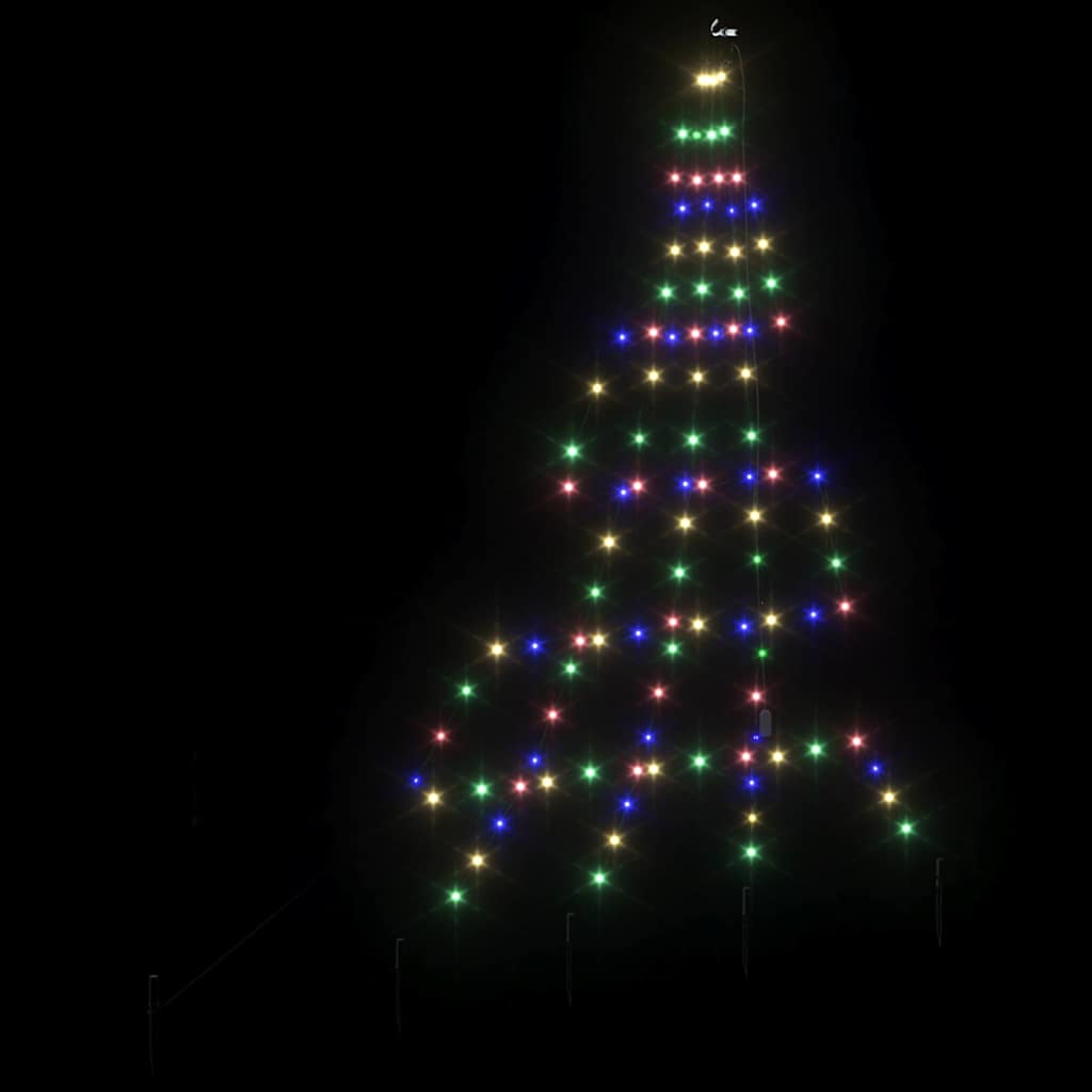 vidaXL LED Christmas Tree with Ground Spikes Multicolour 182 cm Metal