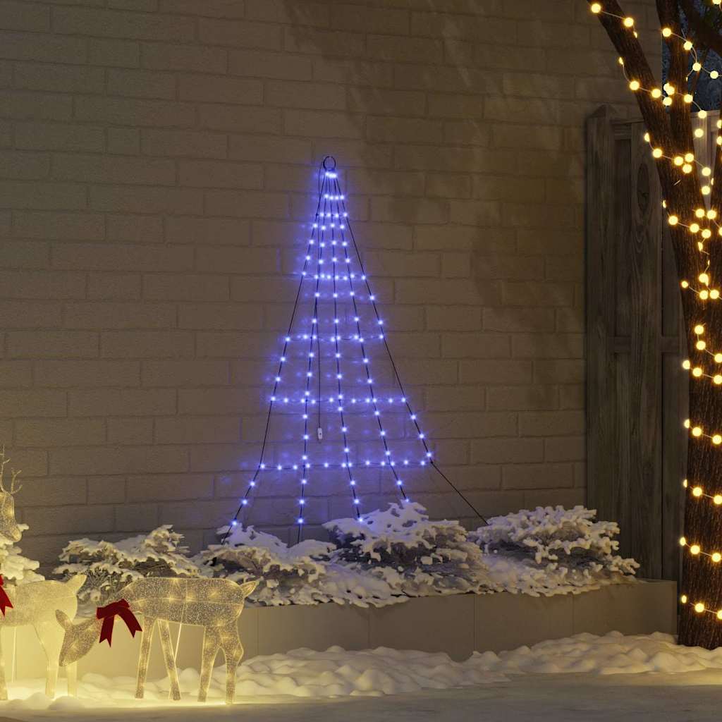 vidaXL LED Christmas Tree with Ground Spikes Blue 182 cm Metal