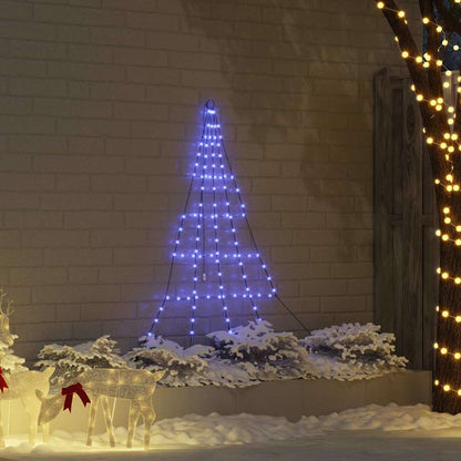 vidaXL LED Christmas Tree with Ground Spikes Blue 182 cm Metal