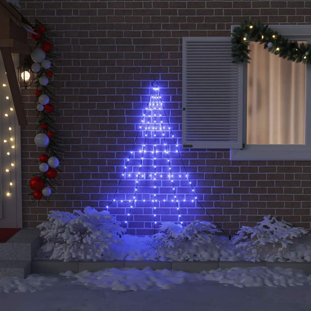 vidaXL LED Christmas Tree with Ground Spikes Blue 182 cm Metal