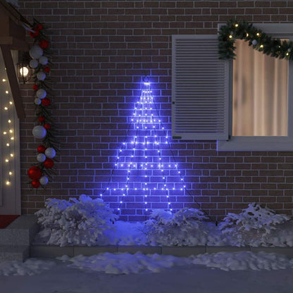 vidaXL LED Christmas Tree with Ground Spikes Blue 182 cm Metal