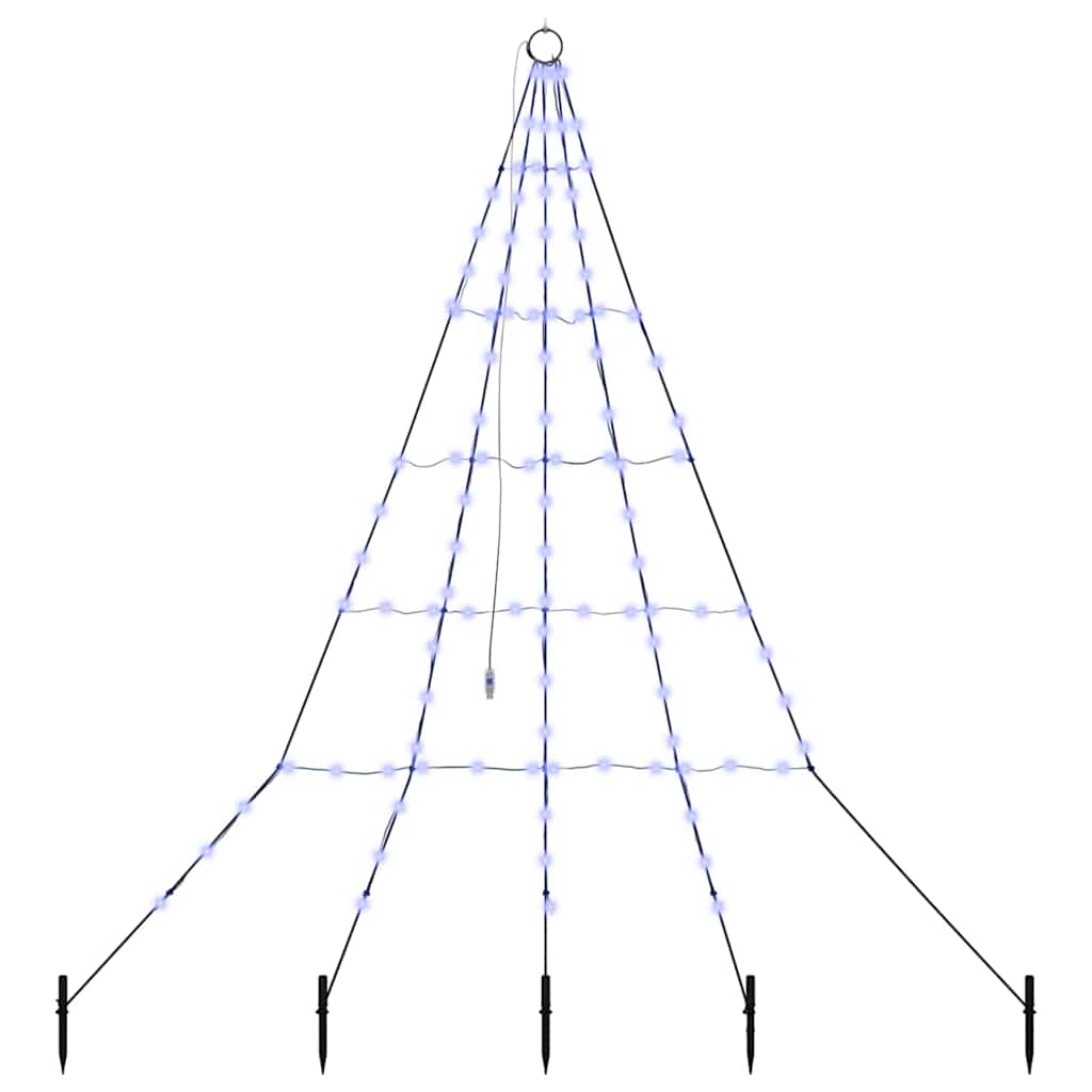 vidaXL LED Christmas Tree with Ground Spikes Blue 182 cm Metal