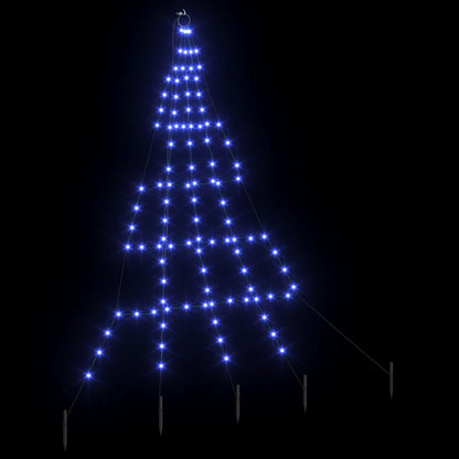vidaXL LED Christmas Tree with Ground Spikes Blue 182 cm Metal