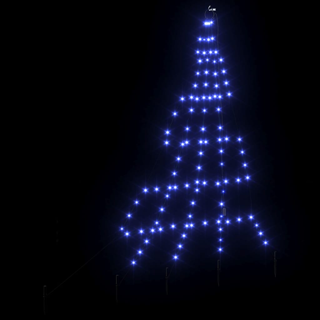 vidaXL LED Christmas Tree with Ground Spikes Blue 182 cm Metal