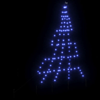 vidaXL LED Christmas Tree with Ground Spikes Blue 182 cm Metal
