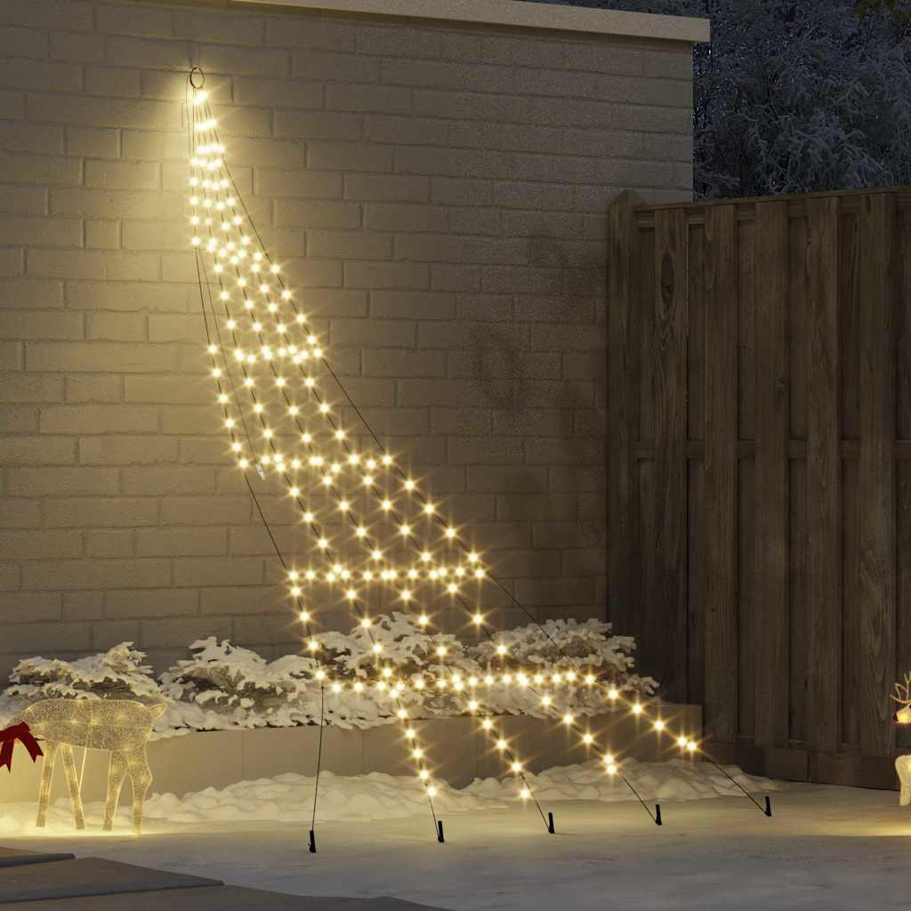 vidaXL LED Christmas Tree with Ground Spikes Warm White 306 cm Metal