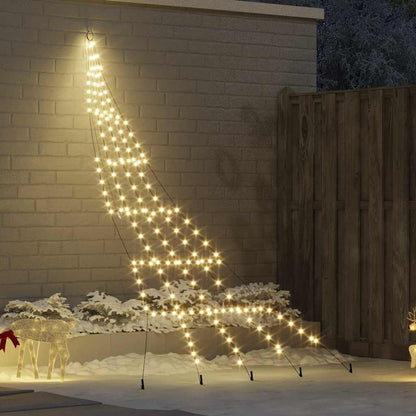 vidaXL LED Christmas Tree with Ground Spikes Warm White 306 cm Metal