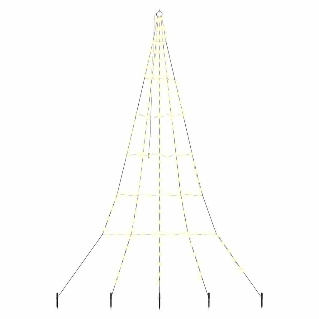 vidaXL LED Christmas Tree with Ground Spikes Warm White 306 cm Metal