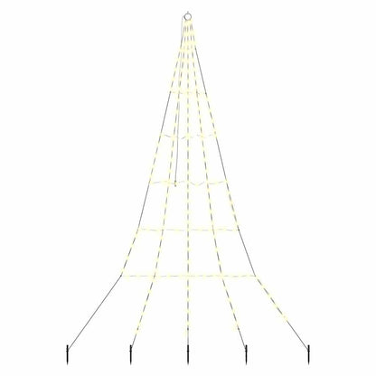 vidaXL LED Christmas Tree with Ground Spikes Warm White 306 cm Metal