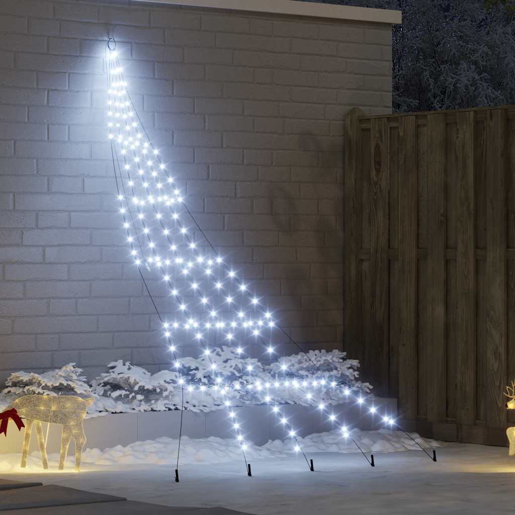 vidaXL LED Christmas Tree with Ground Spikes Cool White 306 cm Metal