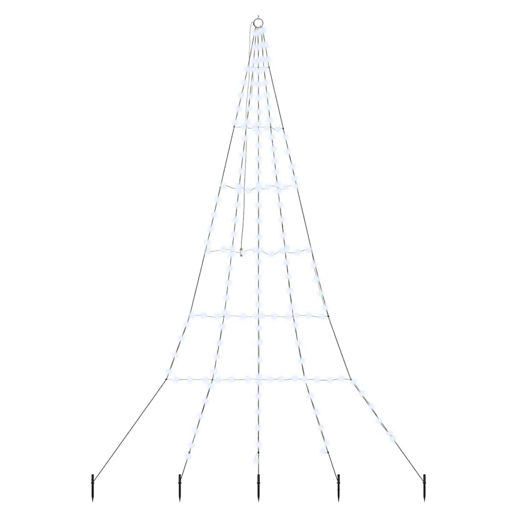 vidaXL LED Christmas Tree with Ground Spikes Cool White 306 cm Metal