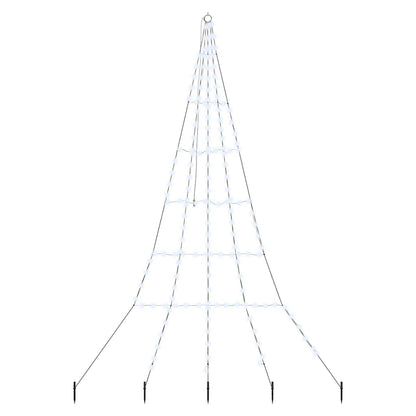 vidaXL LED Christmas Tree with Ground Spikes Cool White 306 cm Metal