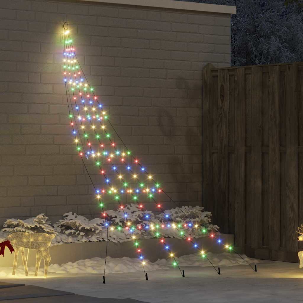 vidaXL LED Christmas Tree with Ground Spikes Multicolour 306 cm Metal