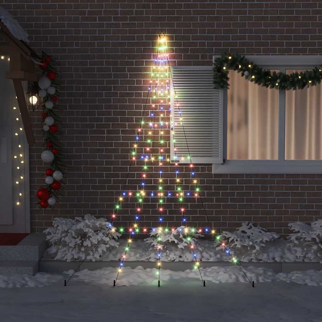 vidaXL LED Christmas Tree with Ground Spikes Multicolour 306 cm Metal
