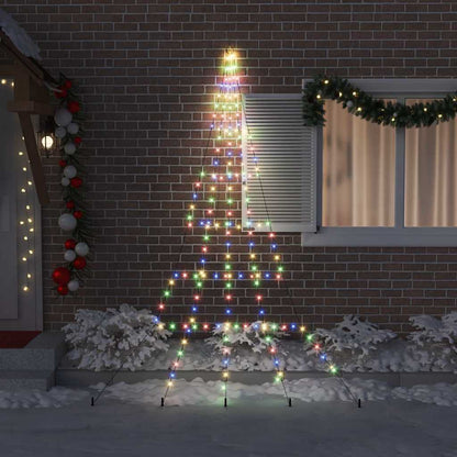 vidaXL LED Christmas Tree with Ground Spikes Multicolour 306 cm Metal