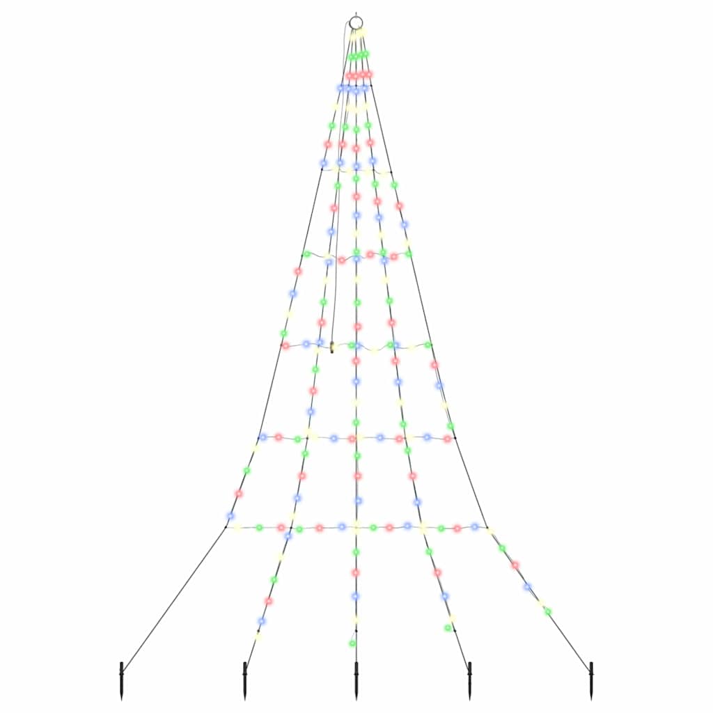 vidaXL LED Christmas Tree with Ground Spikes Multicolour 306 cm Metal