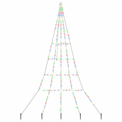 vidaXL LED Christmas Tree with Ground Spikes Multicolour 306 cm Metal
