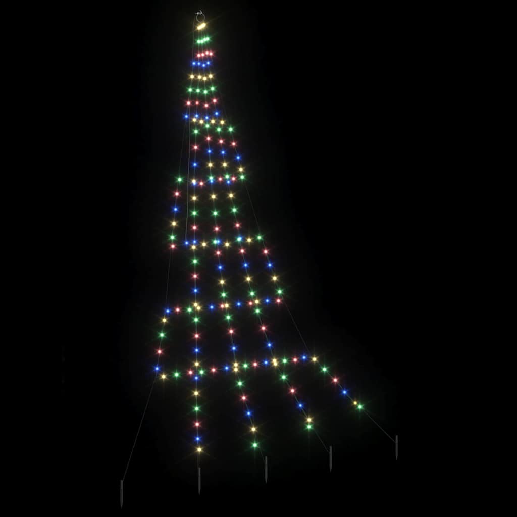 vidaXL LED Christmas Tree with Ground Spikes Multicolour 306 cm Metal