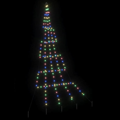 vidaXL LED Christmas Tree with Ground Spikes Multicolour 306 cm Metal