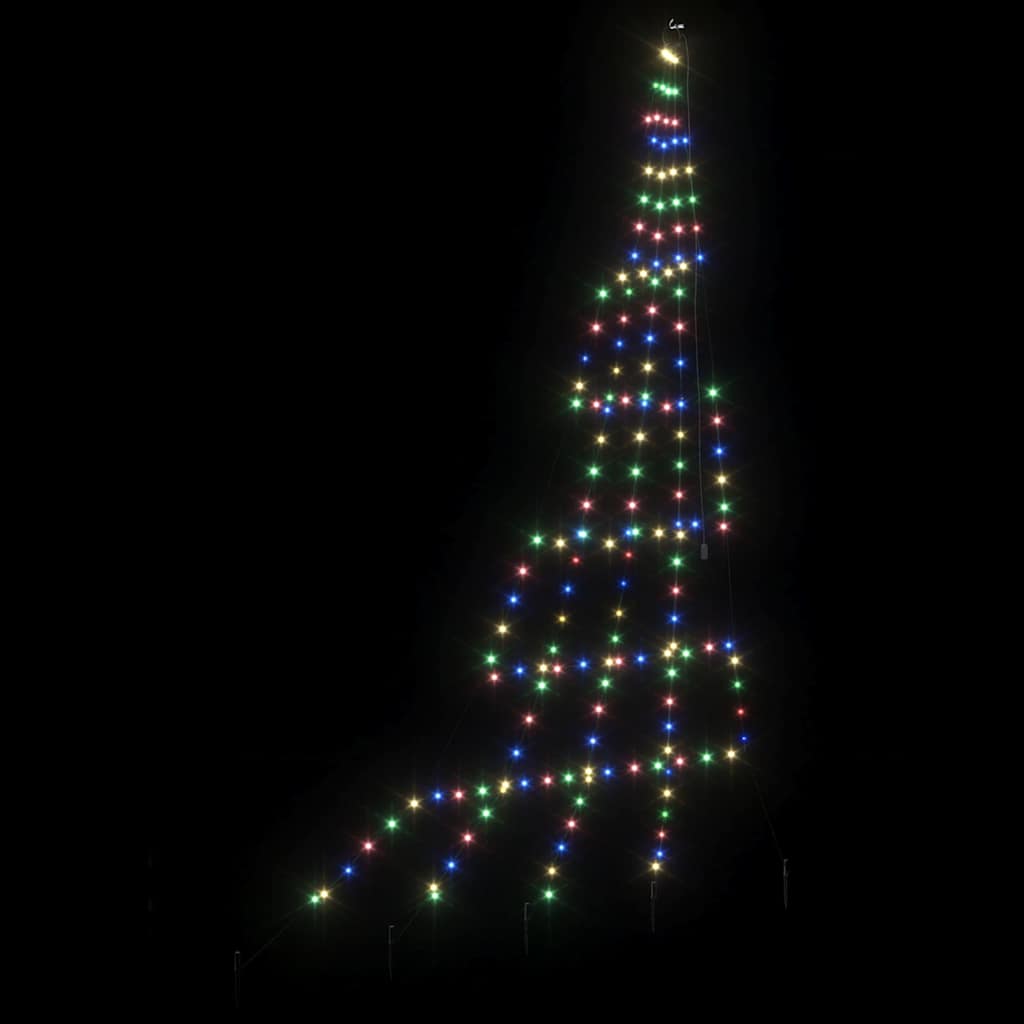 vidaXL LED Christmas Tree with Ground Spikes Multicolour 306 cm Metal