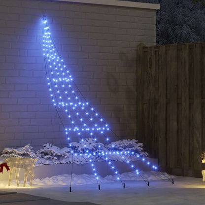 vidaXL LED Christmas Tree with Ground Spikes Blue 306 cm Metal