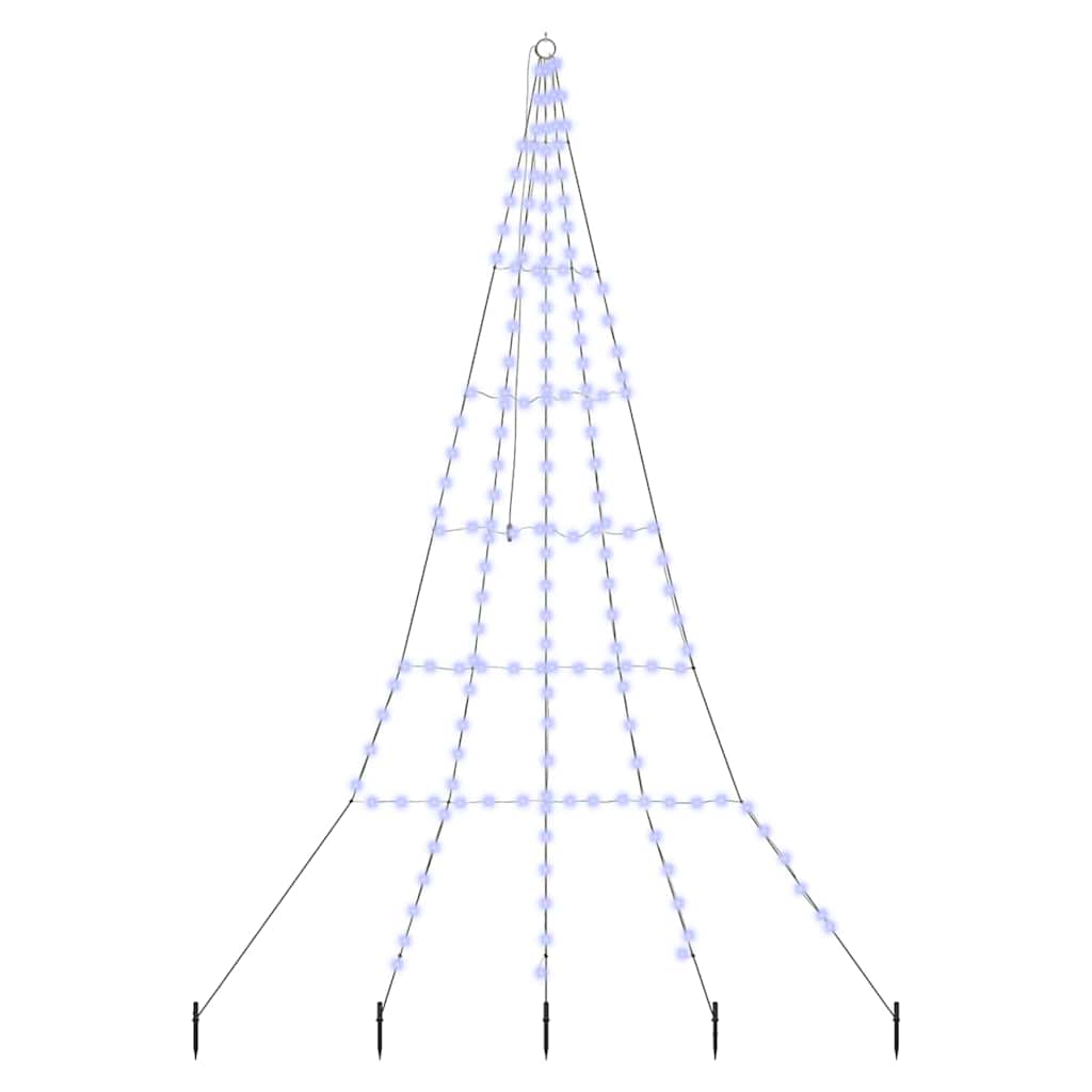 vidaXL LED Christmas Tree with Ground Spikes Blue 306 cm Metal