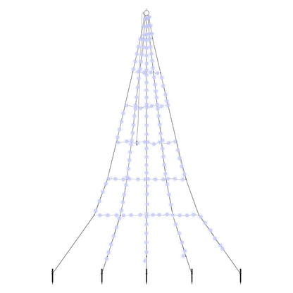 vidaXL LED Christmas Tree with Ground Spikes Blue 306 cm Metal