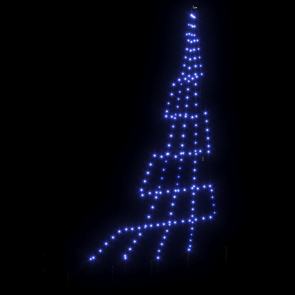 vidaXL LED Christmas Tree with Ground Spikes Blue 306 cm Metal