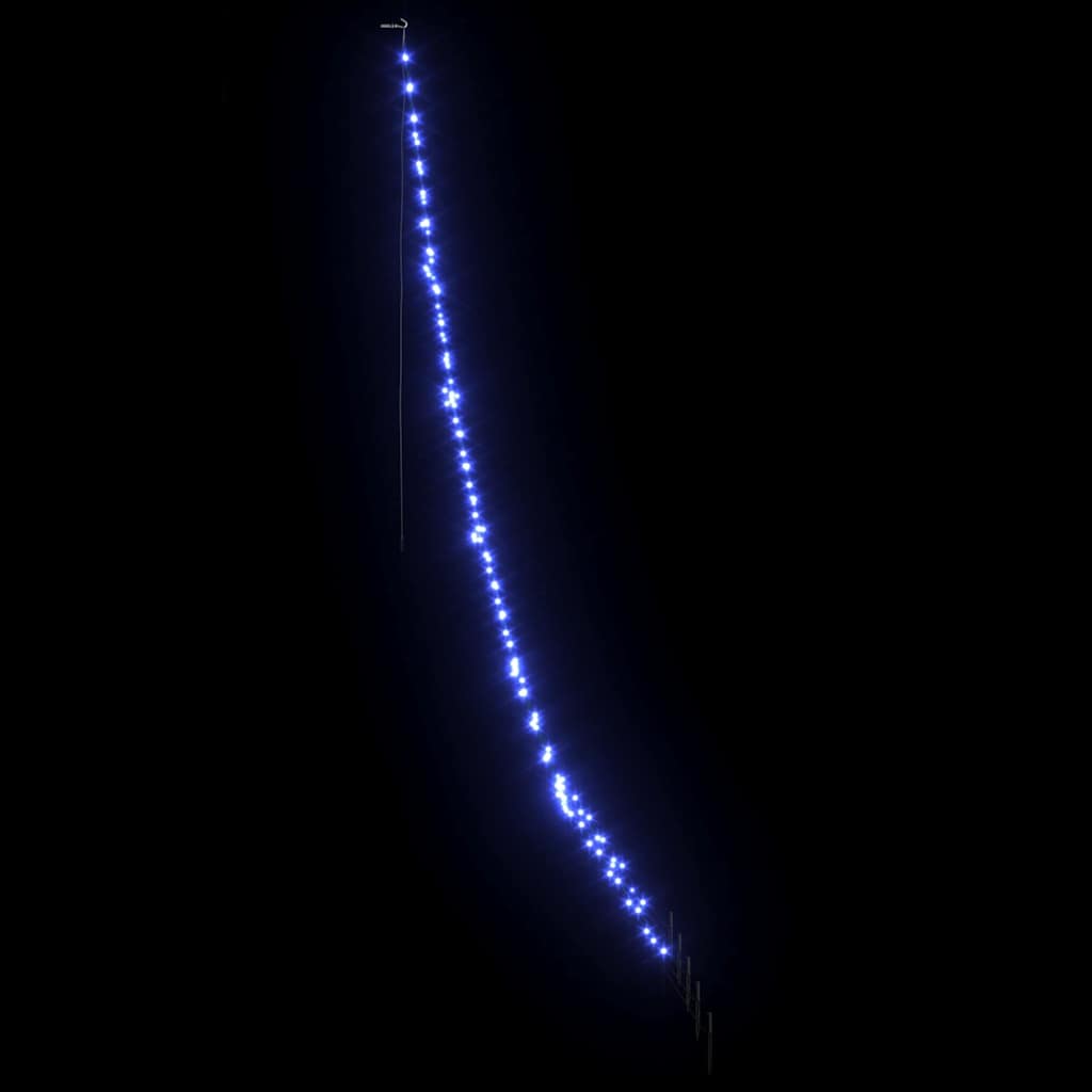 vidaXL LED Christmas Tree with Ground Spikes Blue 306 cm Metal