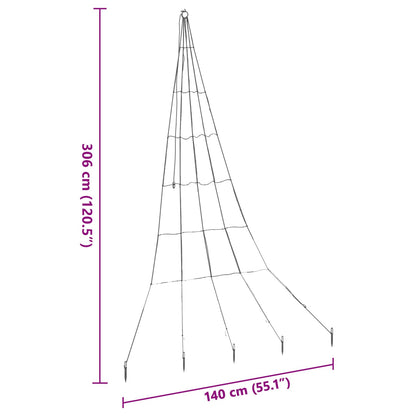 vidaXL LED Christmas Tree with Ground Spikes Blue 306 cm Metal