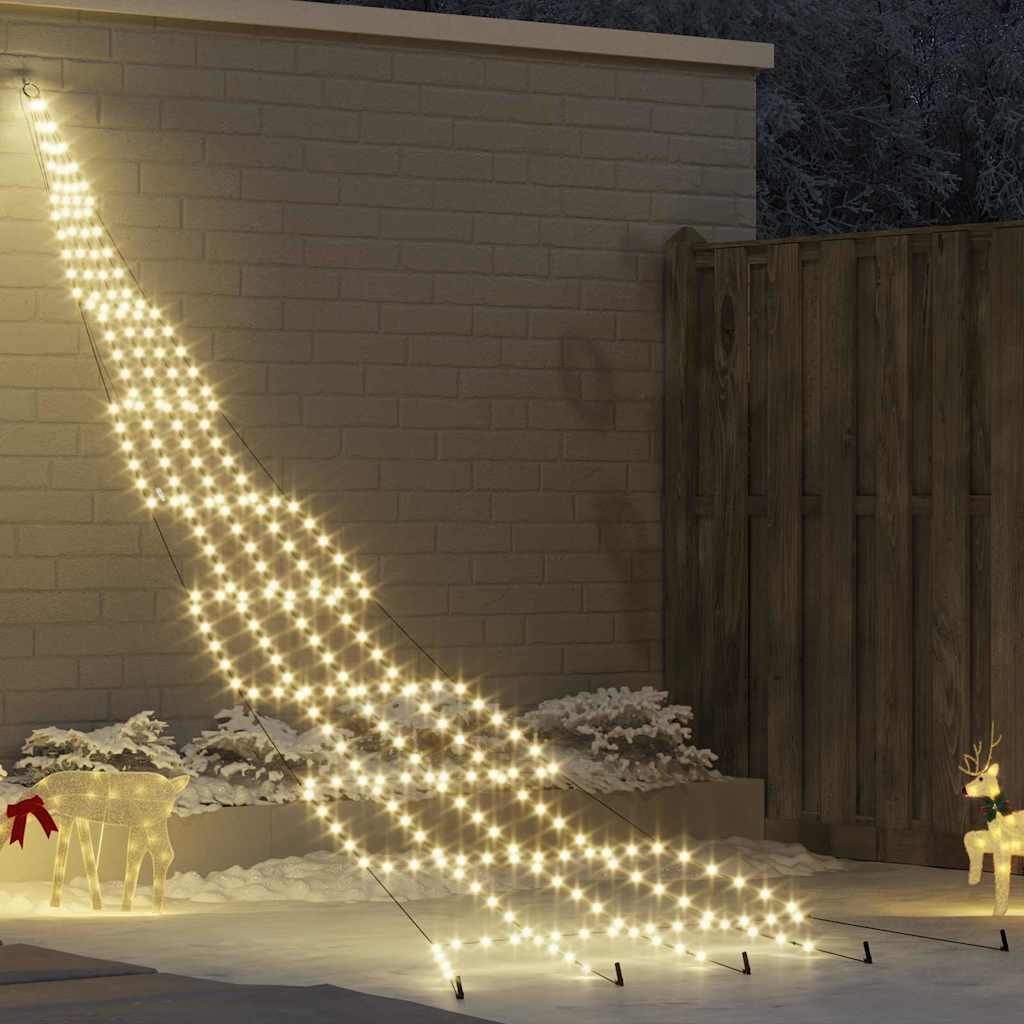 vidaXL LED Christmas Tree with Ground Spikes Warm White 511 cm Metal