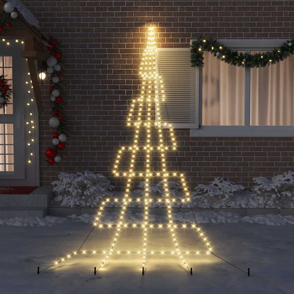 vidaXL LED Christmas Tree with Ground Spikes Warm White 511 cm Metal