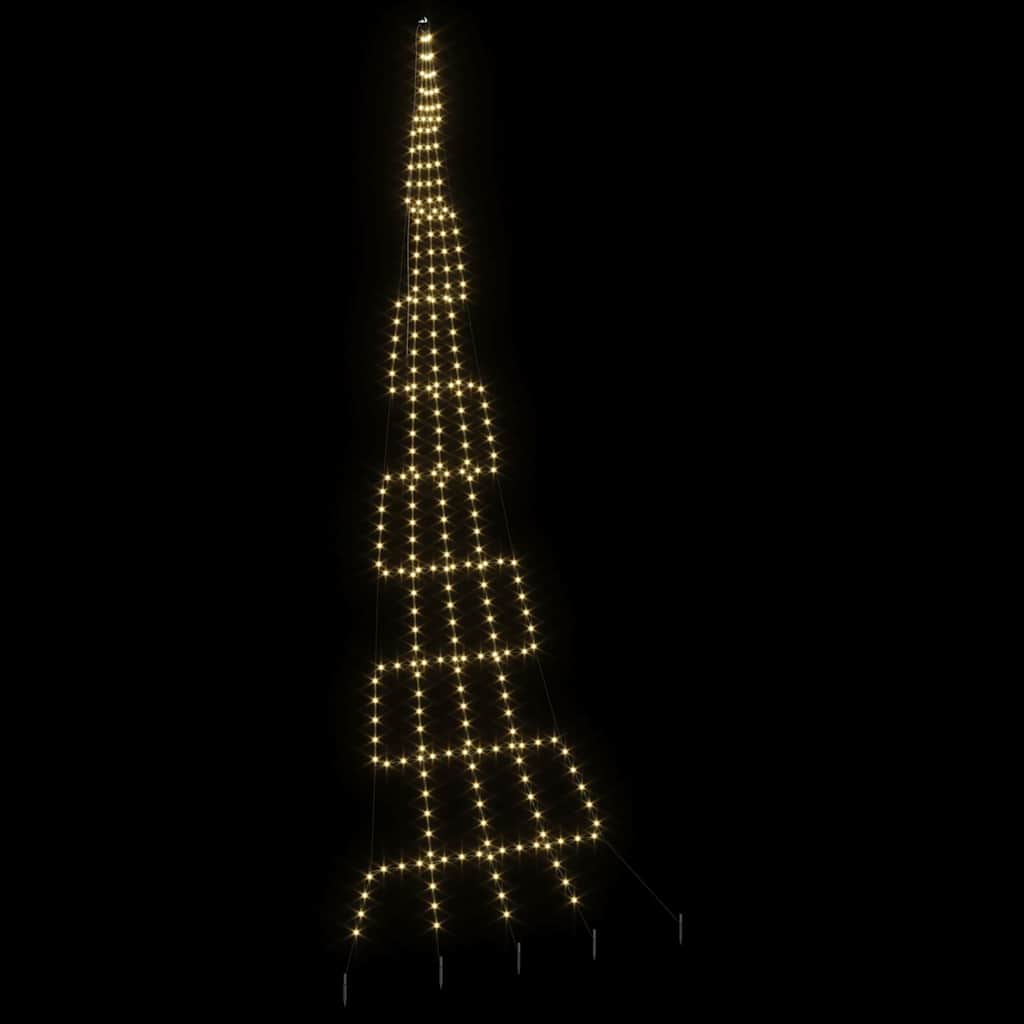 vidaXL LED Christmas Tree with Ground Spikes Warm White 511 cm Metal