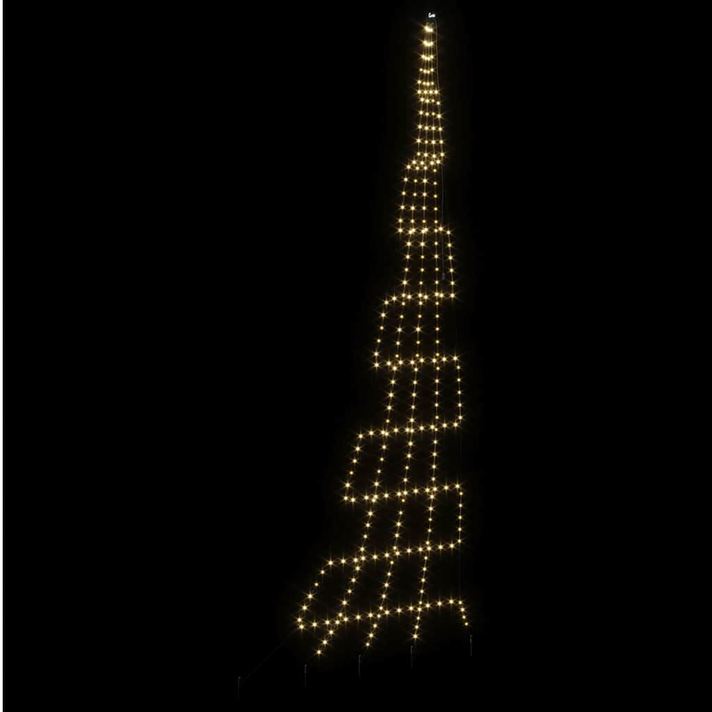 vidaXL LED Christmas Tree with Ground Spikes Warm White 511 cm Metal