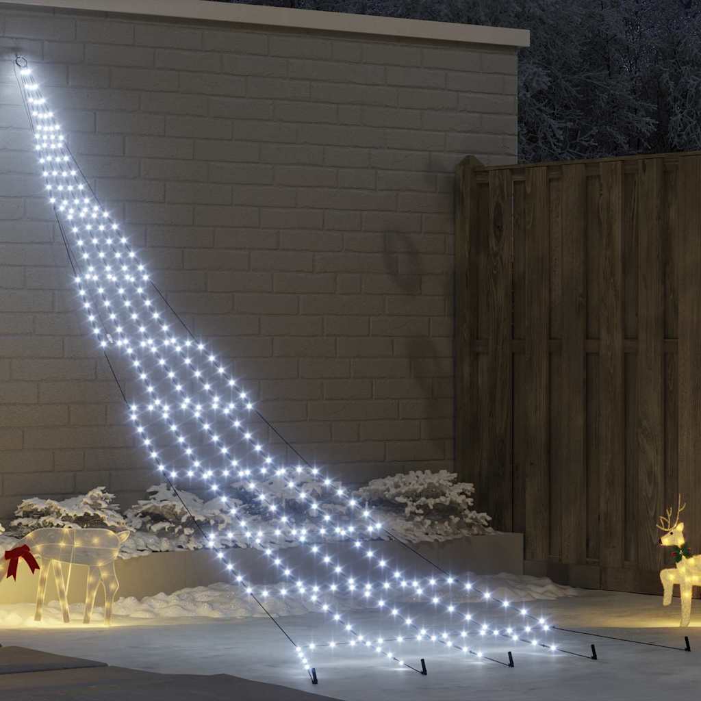 vidaXL LED Christmas Tree with Ground Spikes Cool White 511 cm Metal