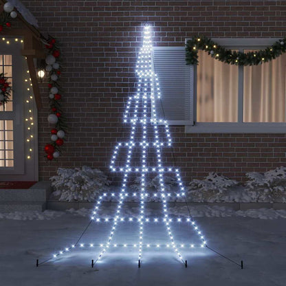 vidaXL LED Christmas Tree with Ground Spikes Cool White 511 cm Metal