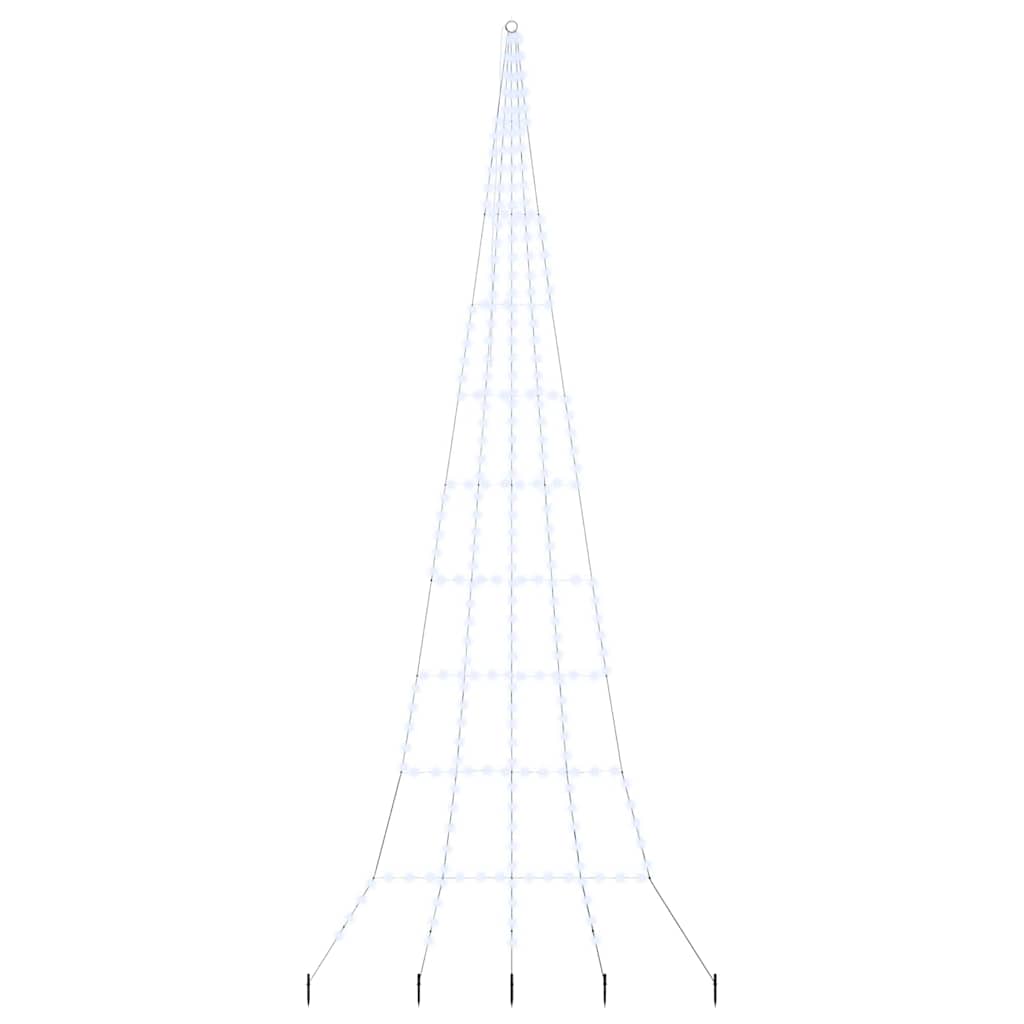 vidaXL LED Christmas Tree with Ground Spikes Cool White 511 cm Metal