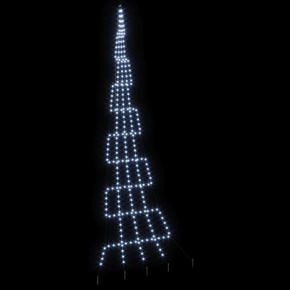 vidaXL LED Christmas Tree with Ground Spikes Cool White 511 cm Metal