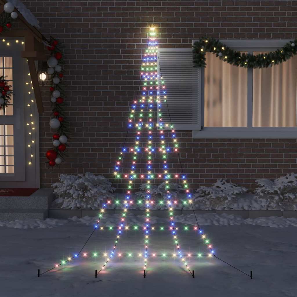 vidaXL LED Christmas Tree with Ground Spikes Multicolour 511 cm Metal
