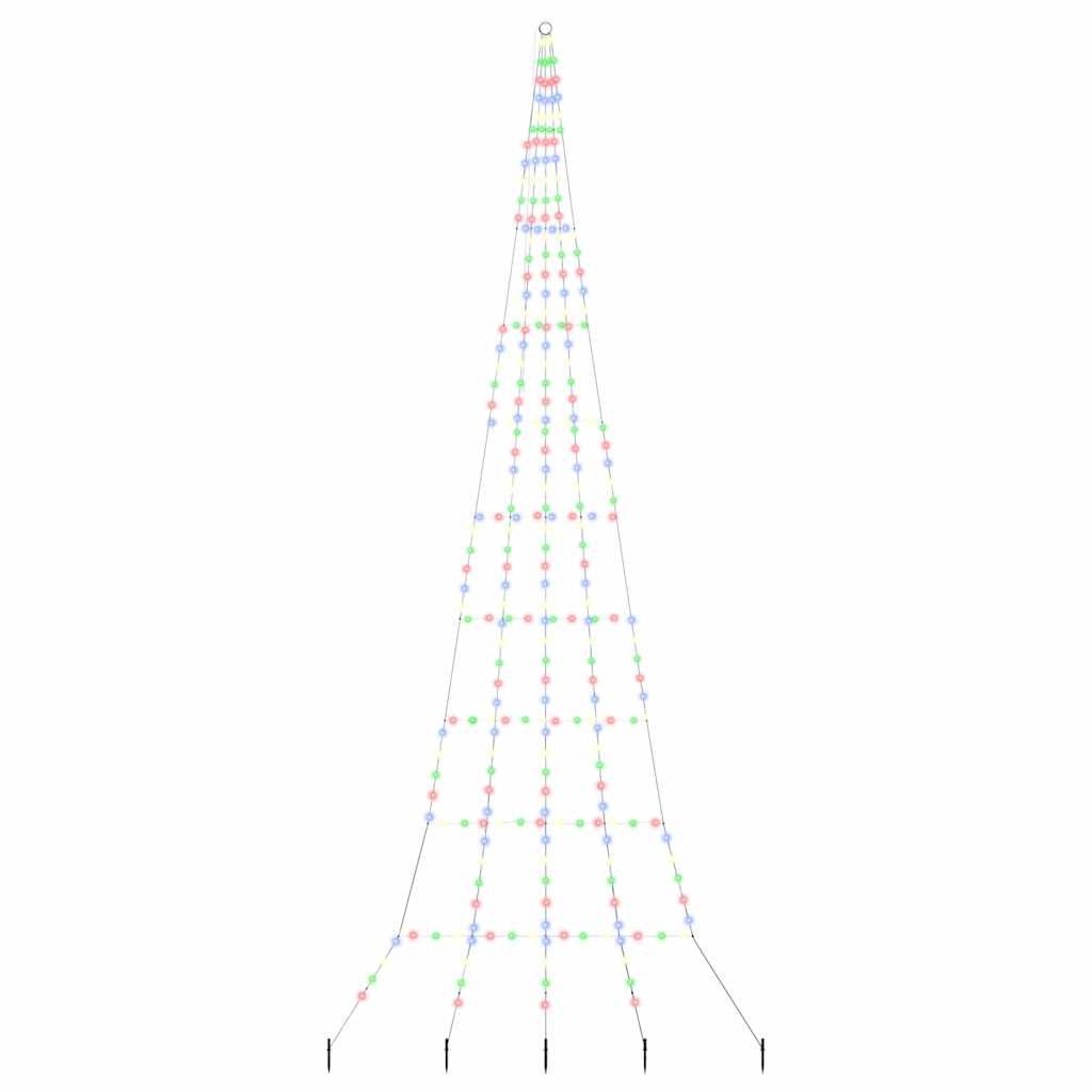 vidaXL LED Christmas Tree with Ground Spikes Multicolour 511 cm Metal