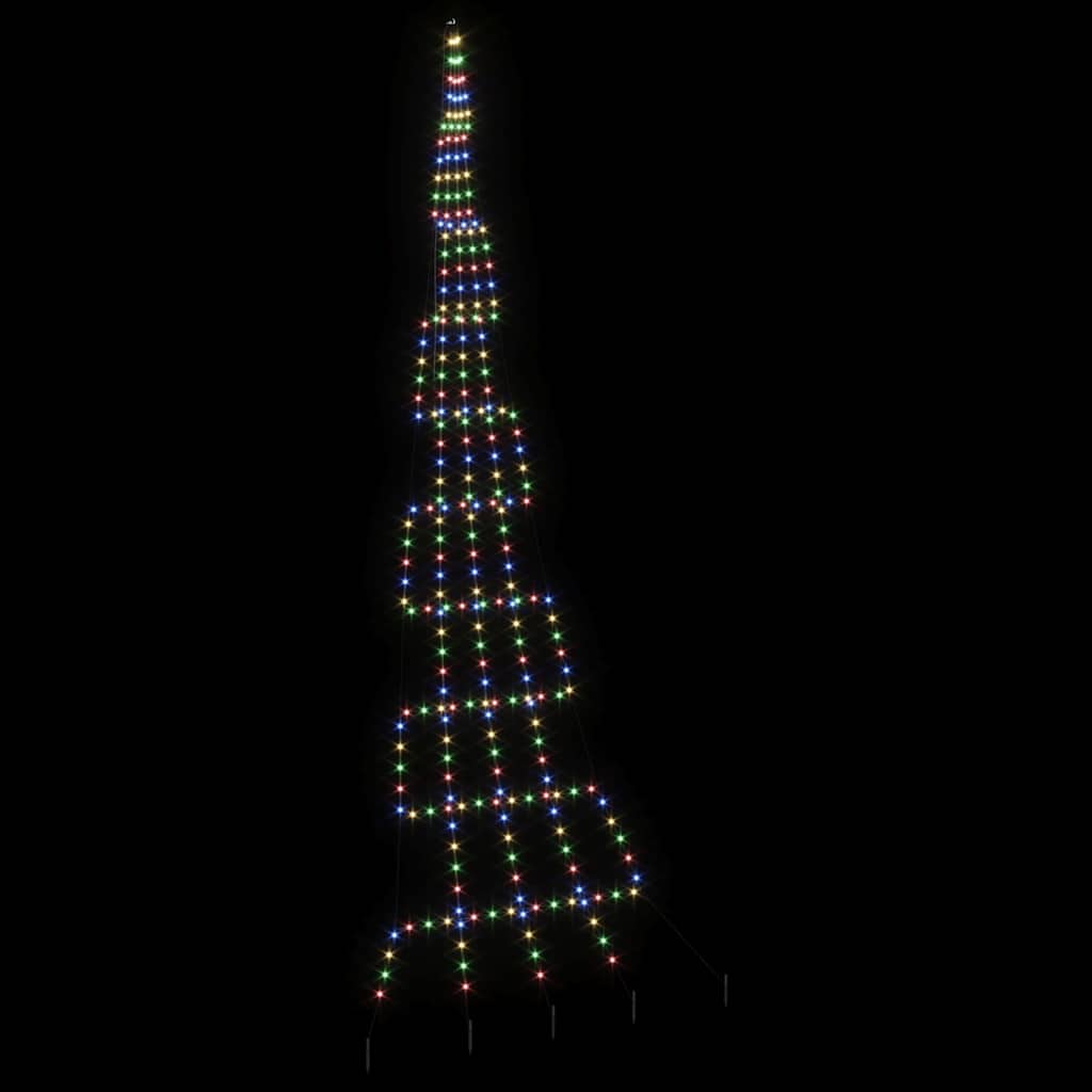 vidaXL LED Christmas Tree with Ground Spikes Multicolour 511 cm Metal
