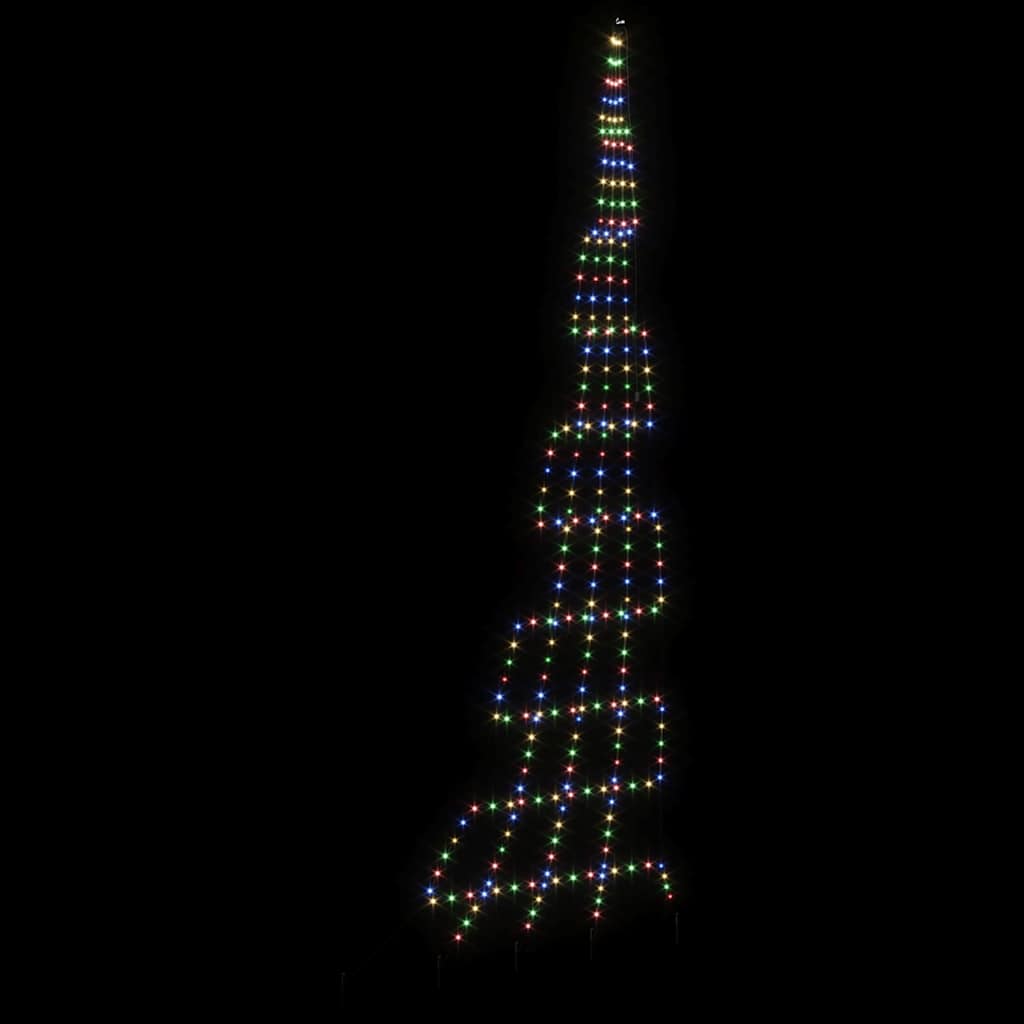 vidaXL LED Christmas Tree with Ground Spikes Multicolour 511 cm Metal