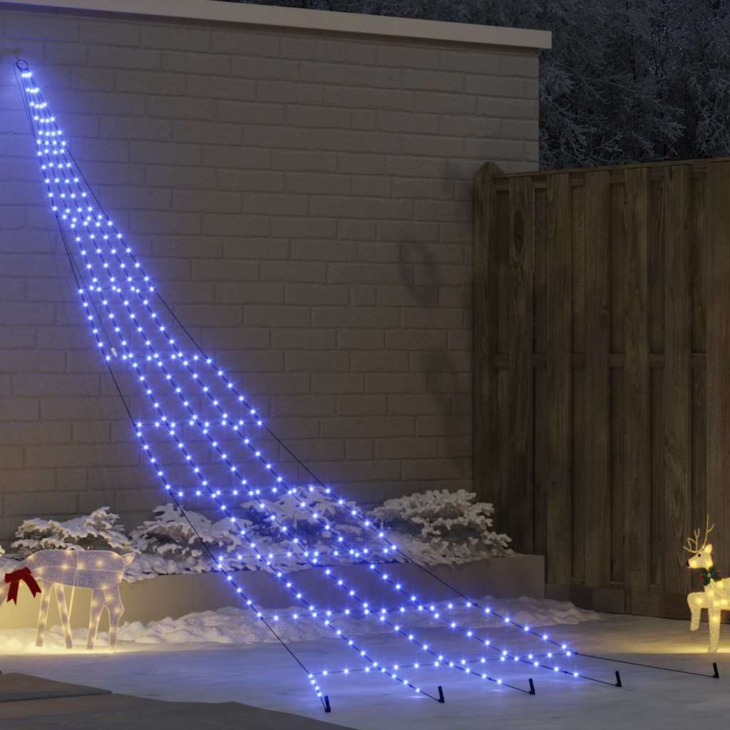 vidaXL LED Christmas Tree with Ground Spikes Blue 511 cm Metal