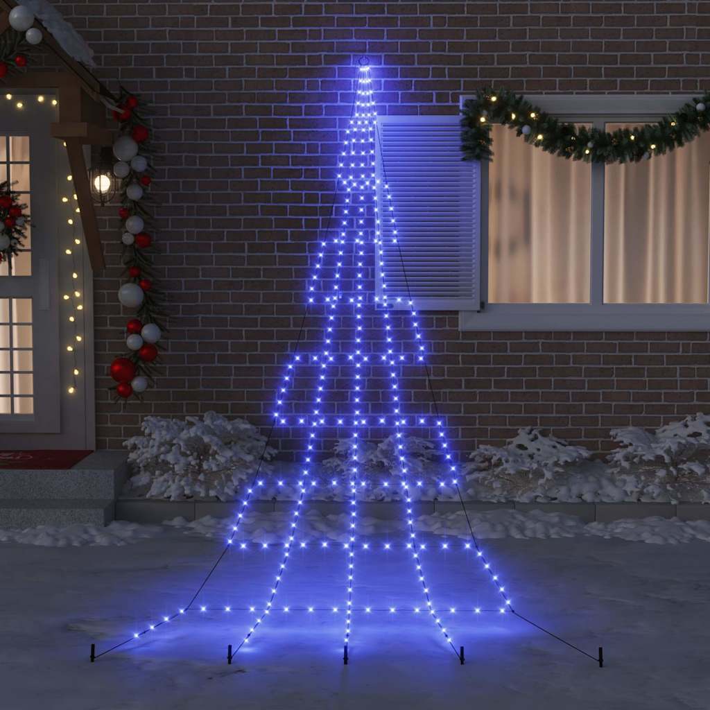 vidaXL LED Christmas Tree with Ground Spikes Blue 511 cm Metal