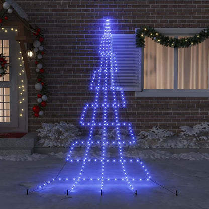 vidaXL LED Christmas Tree with Ground Spikes Blue 511 cm Metal