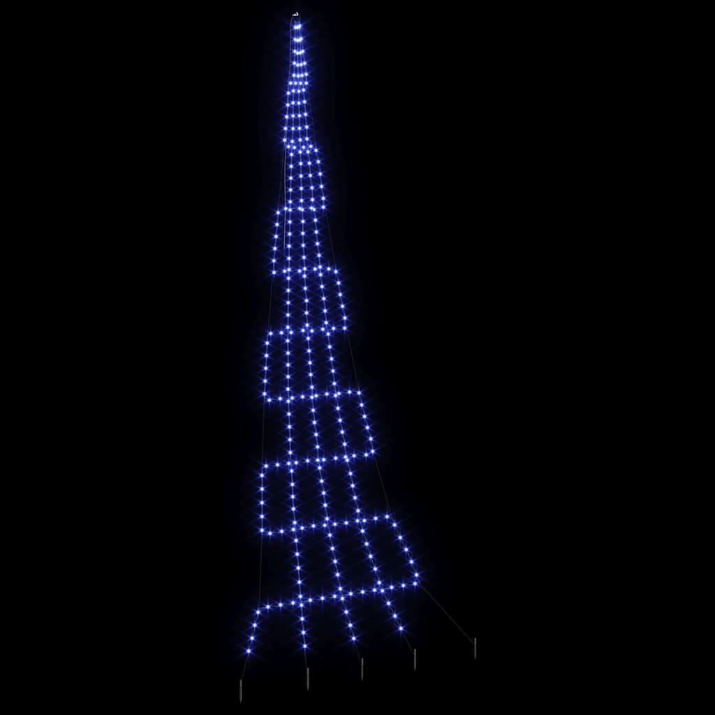 vidaXL LED Christmas Tree with Ground Spikes Blue 511 cm Metal